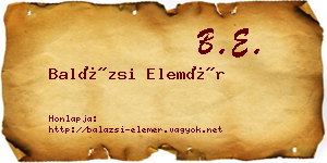 Balázsi Elemér névjegykártya